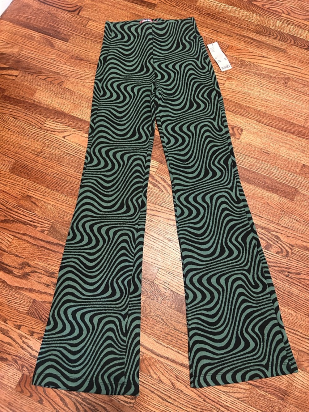 Urban Outfitters Green and Black Swirl Wide-Leg Pants